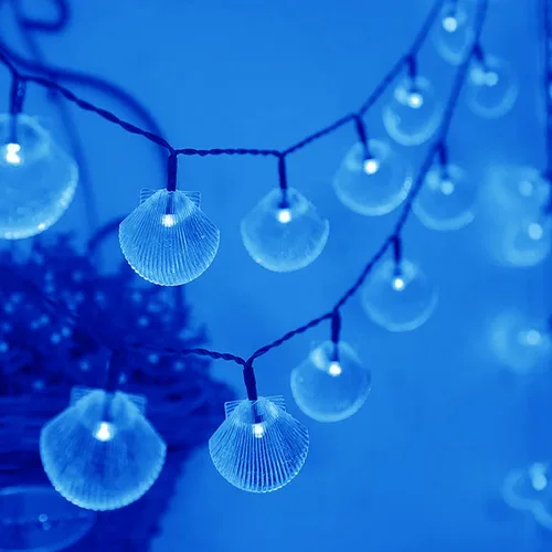 Miniatura 2 de Luces solares de estrella de mar, impermeables, de 15.7 pies, 20 luces LED de noche con estrellas de mar y océano, mar, mundo, luces de noche