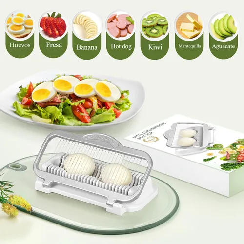 Miniatura 4 de Cortador de huevos grande para huevos duros Cortador de plátano, alambres de aluminio y acero inoxidable Cortador de fresas multiusos resistente