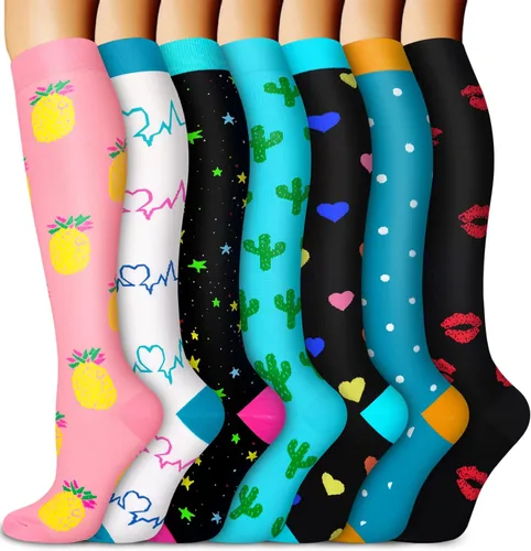 Aoliks - Calcetines de compresión médica para mujer y hombre, calcetines de apoyo hasta la rodilla para correr, enfermeras, viajes