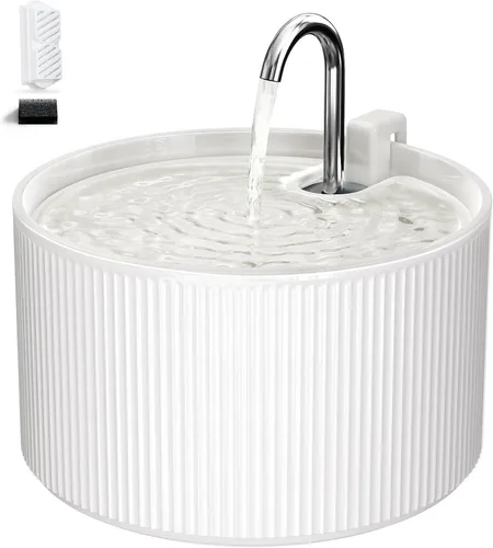 Voluas Fuente de agua de cerámica para gatos: fuentes para gatos de 2.2L/74 oz para beber, dispensador automático de agua para mascotas con bomba