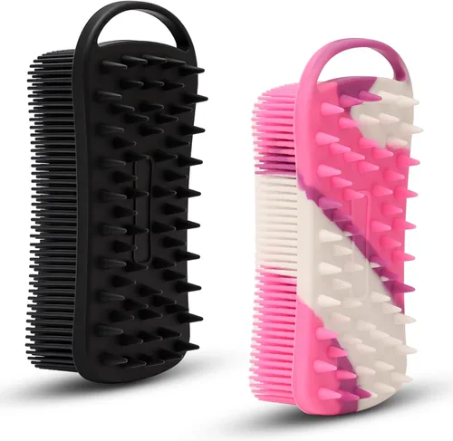 Miniatura 14 de 2 piezas de cepillo corporal de silicona, cepillo de baño y ducha exfoliante 2 en 1, esponja de loofah de silicona suave para piel sensible