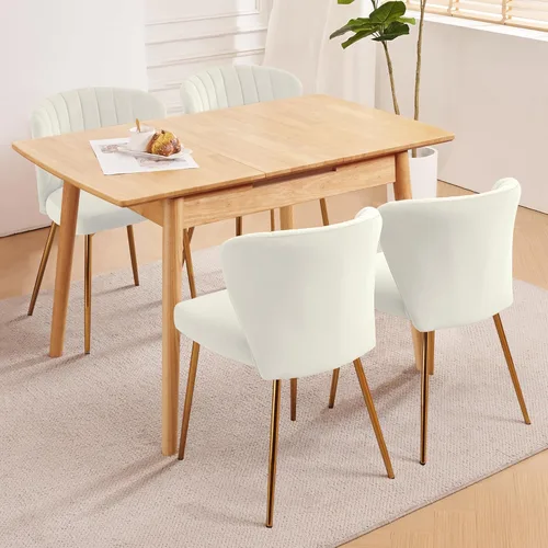 Miniatura 9 de Juego de 2 sillas de comedor de terciopelo, sillas de tocador tapizadas modernas con patas de metal dorado para comedor, cocina, tocador y patio