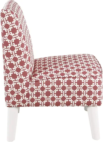 Miniatura 4 de HomePop Silla deslizadora sin brazos moderna juvenil, celosía rosa y blanca