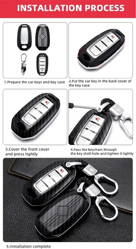Miniatura 5 de SANRILY Funda de llavero de plástico ABS con 3/4/5 botones para Infiniti Q50 Q60 QX50 QX55 QX60 2018-2023, estuche de llave sin llave con llavero
