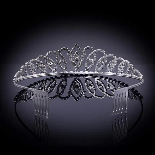 Miniatura 5 de Bseash - Diadema de tiara de cristal plateado, corona elegante de princesa con peines para mujeres y niñas, novia, boda, graduación, fiesta