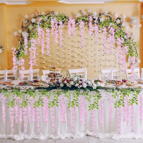 Miniatura 8 de Paquete de 5 guirnaldas de flores colgantes de glicina rosa, enredaderas de flores artificiales de 3.77 pies, glicinia falsa, guirnalda colgante