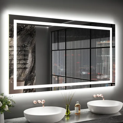 Miniatura 18 de Espejo de baño LED de 24 x 32 pulgadas, espejo de baño antivaho con luces, espejos de tocador iluminados montados en la pared, regulable