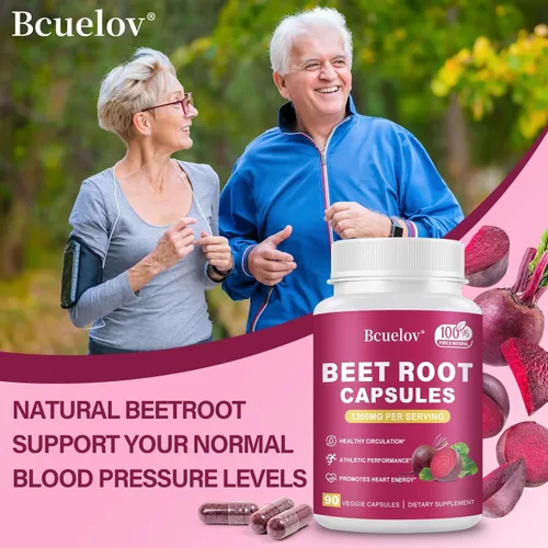 Miniatura 7 de Cápsulas de raíz de remolacha Cápsulas de polvo de remolacha pura de 1300 mg - Apoya la presión arterial, energía natural y resistencia - 90