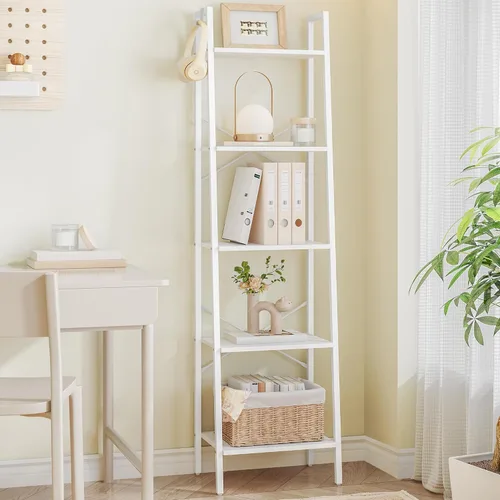 Miniatura 15 de Hzuaneri - Estantería escalera, estantería con soporte para libros, estante de almacenamiento de esquina independiente con 2 ganchos para oficina