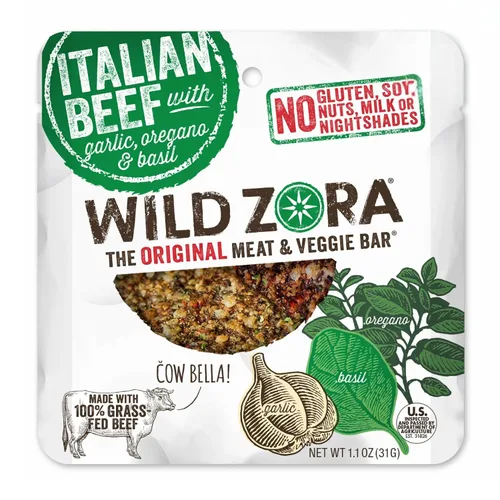 Miniatura 12 de Wild Zora Barritas de carne y verduras, cordero mediterráneo, paquete de 8, 100% cordero alimentado con hierba, aperitivos paleo saludables