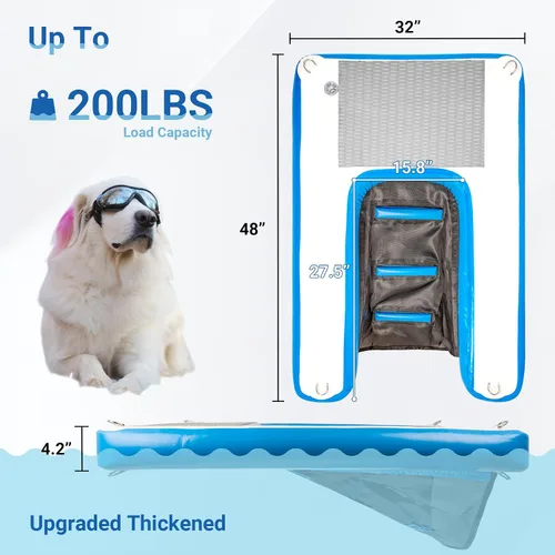 Miniatura 3 de Rampa inflable para barcos para perros de 48 x 32 pulgadas, rampa inflable para barcos y rampas de piscina para perros, rampa antideslizante