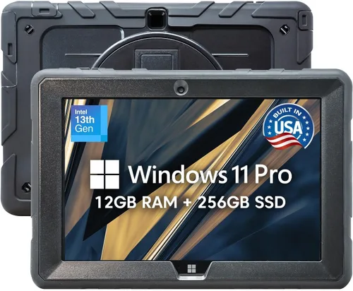 Fusion5 Tablet PC profesional resistente con Windows 11 de 10.1 pulgadas, 12 GB de RAM, SSD de 256 GB, Intel de 13ª generación, tableta Full HD