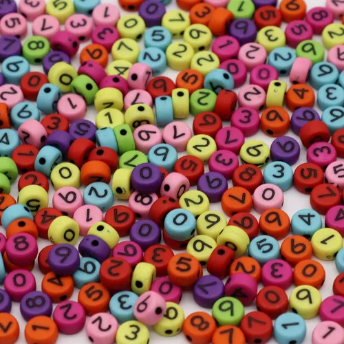 Miniatura 6 de Cuentas de números de acrílico para hacer joyas, pulseras numeradas, dijes de 0.16 x 0.27 pulgadas (0.157 x 0.276 in), monedas de disco redondas
