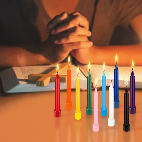 Miniatura 3 de SRG 40 mini velas cónicas color azul claro sin perfume, 4 pulgadas de alto x 1/2 pulgada de diámetro, ideal para lanzar campanadas, rituales