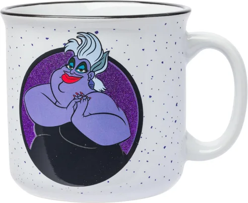 Silver Buffalo - Taza grande de cerámica de Disney Villanos La Sirenita Ursula Almas Pobres Desafortunadas Glitter Camper, 20 onzas Úrsula Pobres