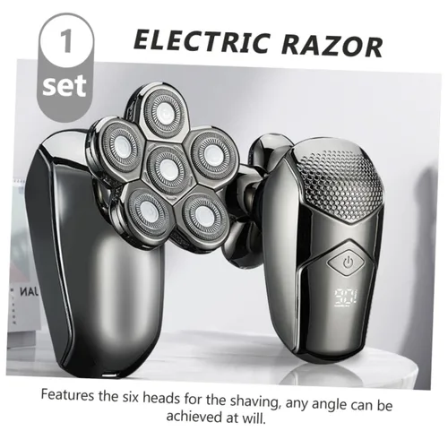 Miniatura 7 de Beaupretty Afeitadora eléctrica recargable para hombre, 6 cabezales para recortadora de pelo, afeitadora de barba