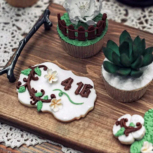 Miniatura 6 de Juego de 2 moldes de silicona para fondant de hierba verde y jardín, molde de pasta de goma de chocolate, herramienta de decoración de bordes