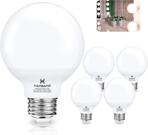 Miniatura 15 de Bombillas LED G25, equivalente a 60 W, baño de luz diurna de 5000 K, base E26, redonda de tocador amigable con los ojos, perfecta para espejo