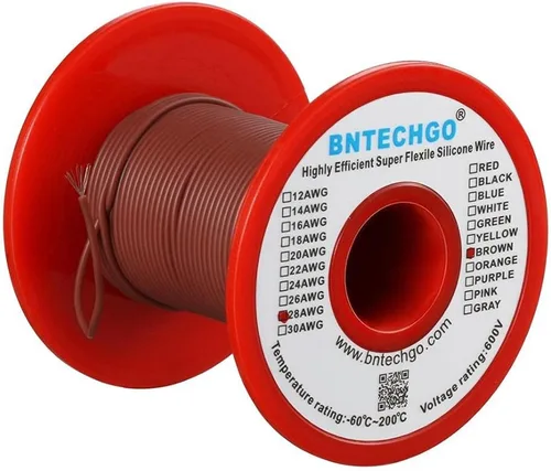 Miniatura 17 de BNTECHGO Carrete de alambre de silicona de calibre 28 rojo 250 pies Flexible 28 AWG alambre de cobre estañado trenzado