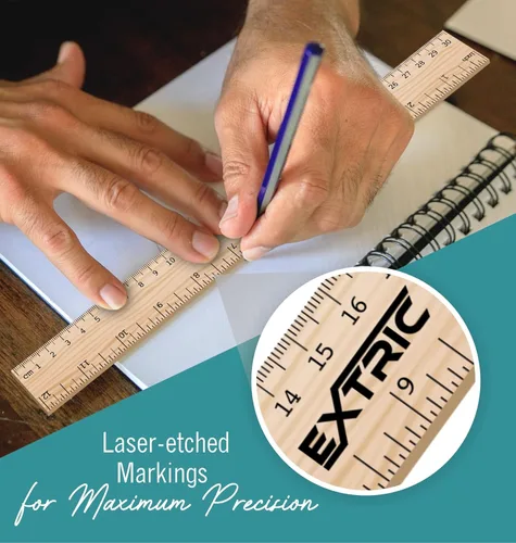 Miniatura 5 de Reglas de 12 pulgadas, reglas a granel para el aula, regla de madera para niños, paquete de 25 unidades, ideal para la escuela, aula, medidas