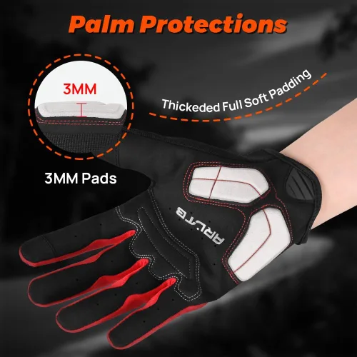 Miniatura 15 de guantes para bicicleta, 3 tamaños, 3 colores, guantes para ciclismo, bicicleta, mitones de dedo completo, acolchados, transpirables, ligeros