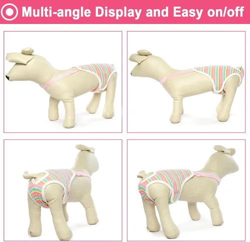 Miniatura 4 de QBLEEV Pañales para perras, bragas sanitarias lavables con tirantes ajustables, bragas reutilizables para perrito, ropa interior para mascotas, Raya
