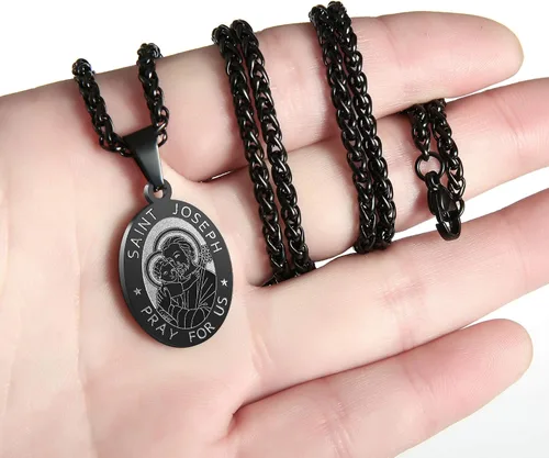 Miniatura 158 de P. BLAKE Collar ovalado de San Cristóbal, Miguel, José, Jude/Virgen María/José/Francisco/Patrick/Anthony/Benedict/Thomas para hombres y mujeres