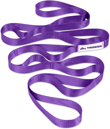 Miniatura 12 de Correa Trideer para estiramiento y yoga, correa de terapia física para entrenamiento en casa, ejercicio, pilates y gimnasia, 10 bucles, bandas Azul