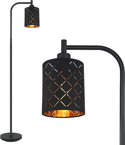 Miniatura 9 de Lámpara de pie industrial gótica con pantalla cortada láser estrellada, lámpara de pie de metal negro de 67 pulgadas con bombilla LED de 6 W