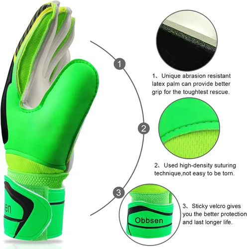 Miniatura 3 de Guantes de portero de fútbol para niños, jóvenes y adultos, guantes de portero de fútbol de agarre fuerte con protección para los dedos