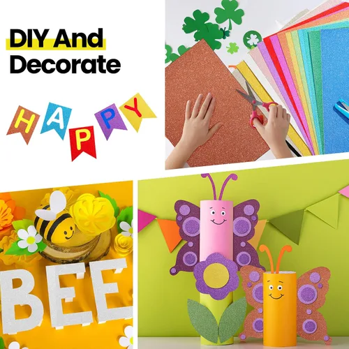 Miniatura 4 de Zhanmai 160 hojas de cartulina con purpurina, 20 colores, papel grueso con purpurina para el regreso a la escuela, suministros para manualidades