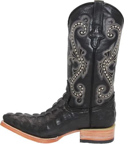 Miniatura 5 de Western Shops - Botas vaqueras de cuero con estampado de cocodrilo para hombre, punta corta
