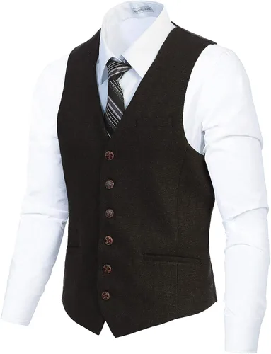 Miniatura 116 de Gioberti Chaleco de tweed formal de 6 botones para hombres