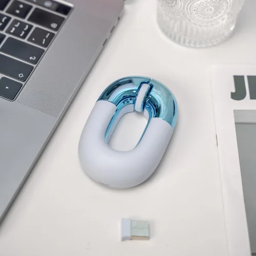 Miniatura 5 de Ratón de viaje azul inalámbrico para ordenador portátil. Ratón silencioso Bluetooth Ratones de donut lindos portátiles recargables modo dual