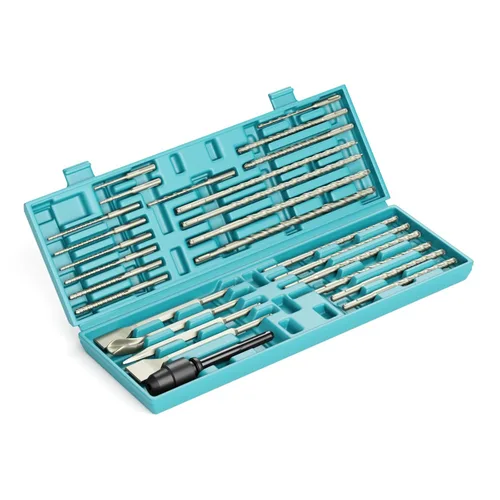 Miniatura 21 de Juego de 17 piezas de brocas de martillo giratorio y cinceles - SDS-Plus brocas con punta de carburo y cinceles con estuche de almacenamiento