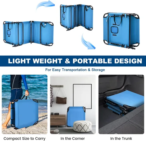 Miniatura 4 de Goplus Silla de bronceado, silla de playa plegable con agujero facial, almohada extraíble, correa de transporte, posición ajustable, silla