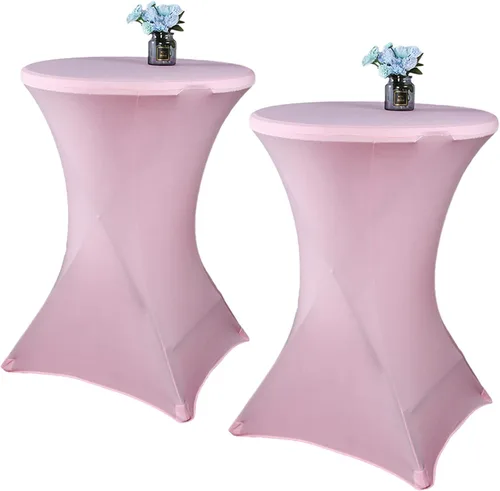 Miniatura 10 de Paquete de 2 manteles de cóctel de elastano de 24 x 43 pulgadas, redondos, ajustables, para bodas, banquetes, eventos, fiestas