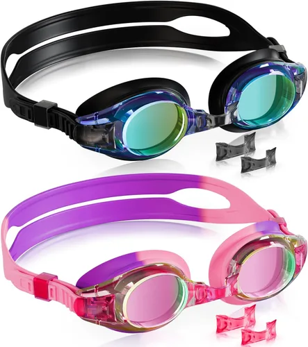 Miniatura 34 de Aegend - Paquete de 2 gafas para niños, gafas de natación para niños de 4 a 16 años, niños y niñas jóvenes, gafas de piscina antivaho, impermeables