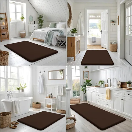 Miniatura 8 de Smiry Tapete de baño de espuma viscoelástica de 30 x 20 pulgadas, extra suave y absorbente, antideslizante, lavable para suelo, ducha y bañera