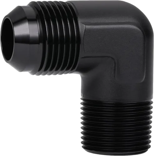 Miniatura 23 de 3AN macho Flare a 1/4 NPT tubo macho 90 grados codo adaptador unión aluminio negro