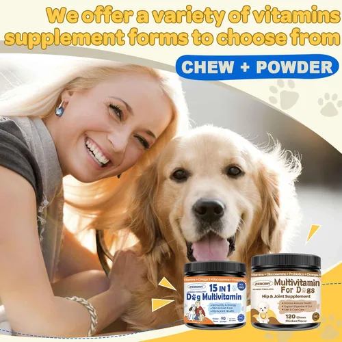Miniatura 8 de Multivitamínico para perros con minerales para la salud general, vitaminas y suplementos para perros con glucosamina, probióticos para cachorros