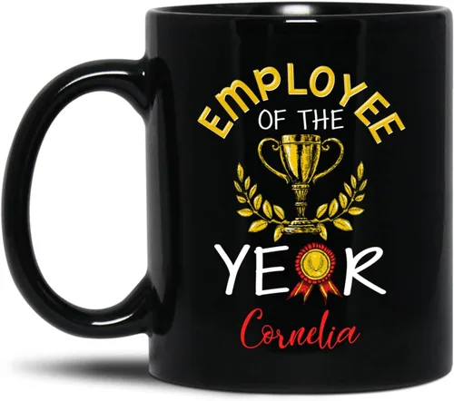 Miniatura 10 de Taza de café negra con nombre personalizado de compañero de trabajo de 11 onzas, 15 onzas, taza de café de cerámica con texto en inglés «A Wise
