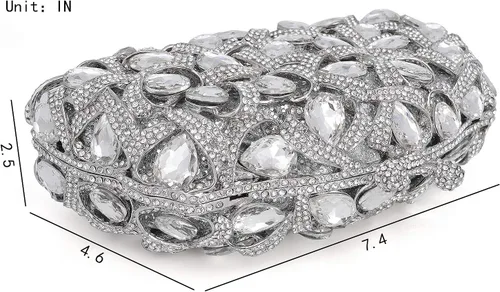 Miniatura 4 de MOSSMON Bolso de noche de lujo con diamantes de imitación de cristal