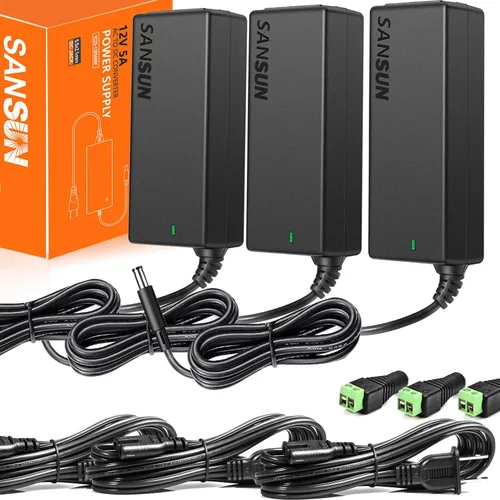 Miniatura 9 de Fuente de alimentación de 12 V 5 A, CA 120 V a CC 12 V convertidor de conector de 0.217 x 0.083 in, controlador LED de 12 voltios, adaptador