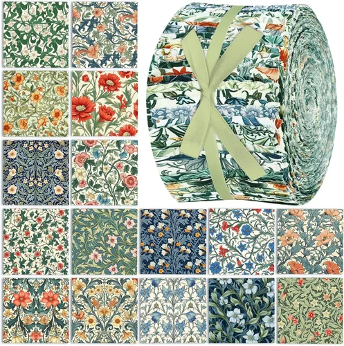 Miniatura 31 de Ganeen 100 piezas de rollo de tela para acolchado floral rosa y morado, cuadrados de tela de 2.56 pulgadas, tiras de tela de jalea precortadas