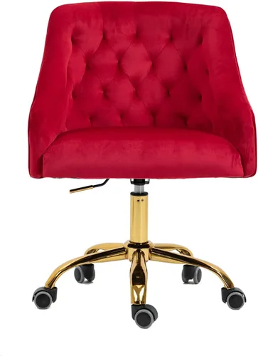 Miniatura 14 de Silla moderna de escritorio para oficina en casa con ruedas, giratoria, altura ajustable de terciopelo, sala de estar, dormitorio (negro)