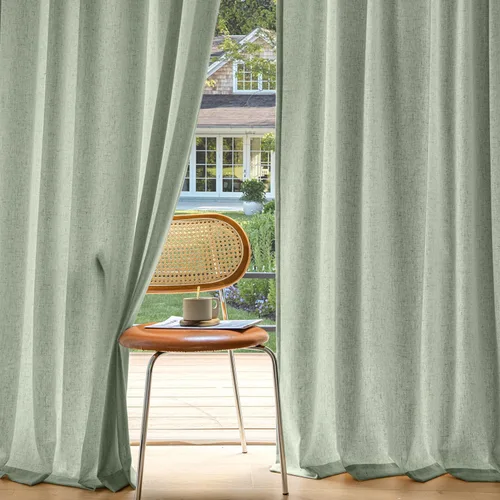 Miniatura 18 de MIULEE 2 paneles de cortinas de lino de privacidad que no se transparentan, cortinas filtrantes de luz, cortinas texturizadas con pestaña trasera