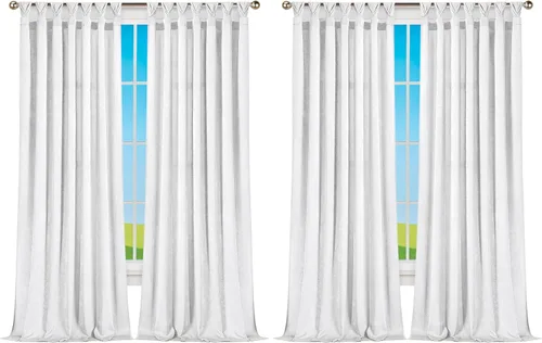 Peri - Panel de cortina con pestaña superior de tulipán, 52 pulgadas de ancho, 84 pulgadas de largo, apertura de 3.5 pulgadas, color blanco, tela