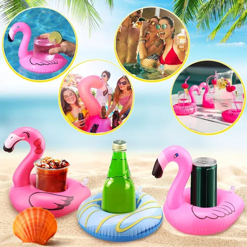 Miniatura 4 de Sawysine Paquete de 42 soportes inflables para bebidas para piscina, piscina, flotadores de bebidas, portavasos flotantes para piscina, portavasos