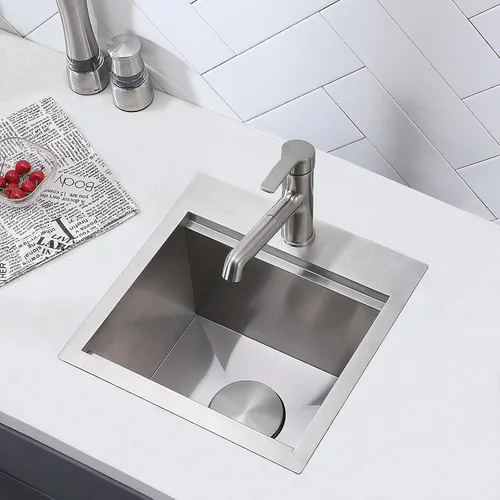 Miniatura 7 de Fregadero de 15x15 pulgadas para barra de montaje superior - VAPSINT Fregadero de cocina pequeño de 15 pulgadas de acero inoxidable, fregaderos